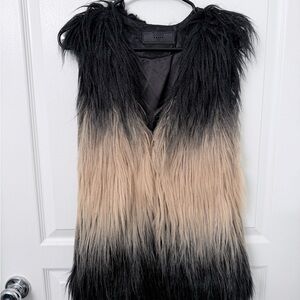 Blank NYC Black and Tan Faux Fur Vest